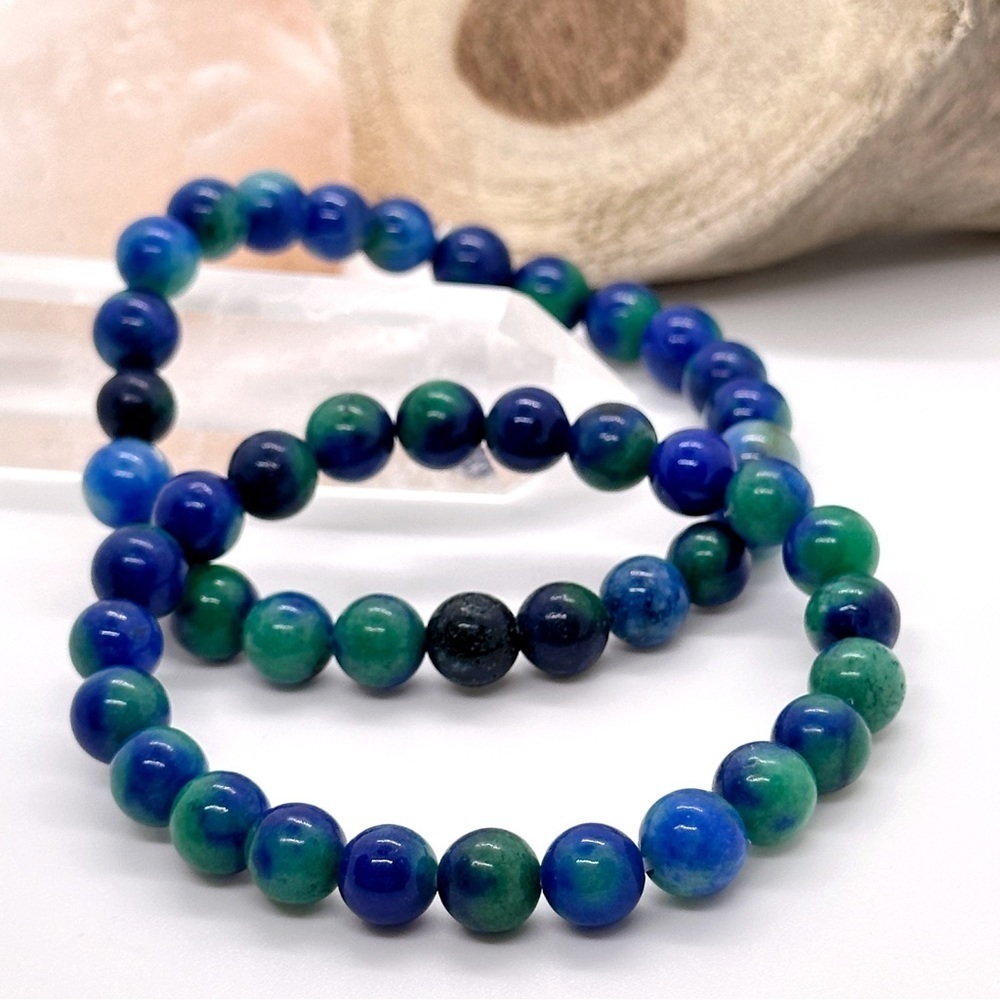 Azurite Malachite Brilliant Colorful 8MM Natural Gemstone Crystal Bracelet